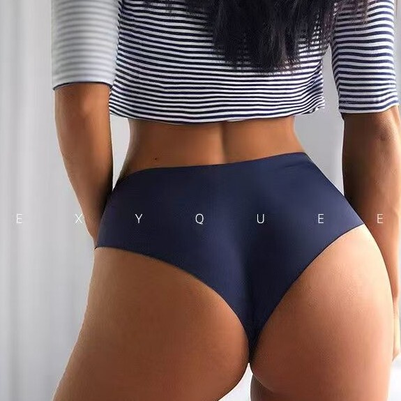 Ice Silk Seamless Panties, Girly Style, Breathable, Quick-Drying, Yoga, Solid Color, Mid-Waist, High Elasticity, Women's Briefs, Girly Style