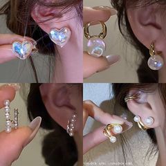 人魚姬愛心珍珠耳環女輕奢高級感2023年新款潮氣質獨特耳飾耳墜
