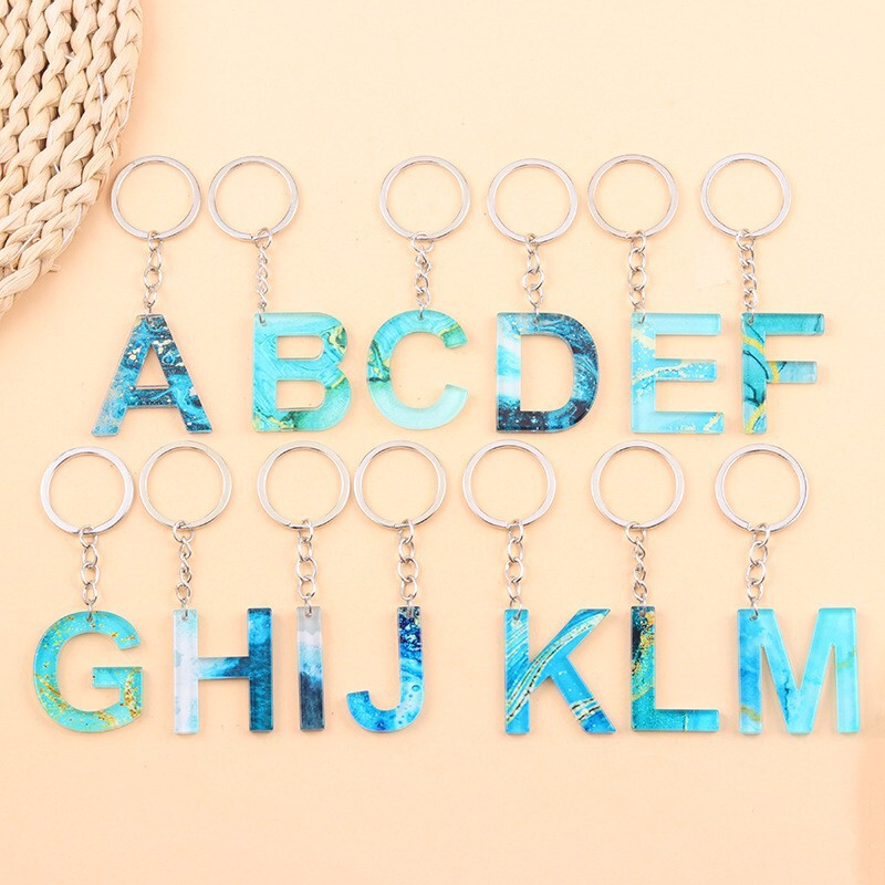 Cross-Border Acrylic Pendant European and American Popular Jewelry Men's and Women's Accessories Keychain 26 English Letter Combination Pendants