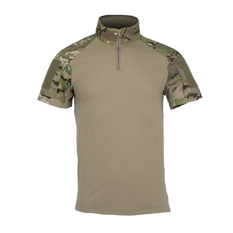 Camouflage Short-Sleeved Men's Summer Breathable Round Neck Top Cp Knitted Tactical Shirt Factory Cross-Border Wholesale