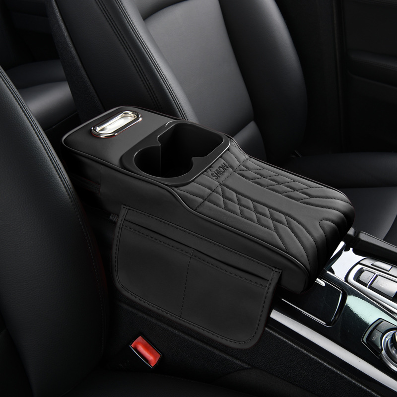 Suitable for 16cm Models, Narrow Version Armrest Box Heightening Pad, Leather Elbow Rest Pad, Tissue Box, Dual Cup Holder, Storage Box