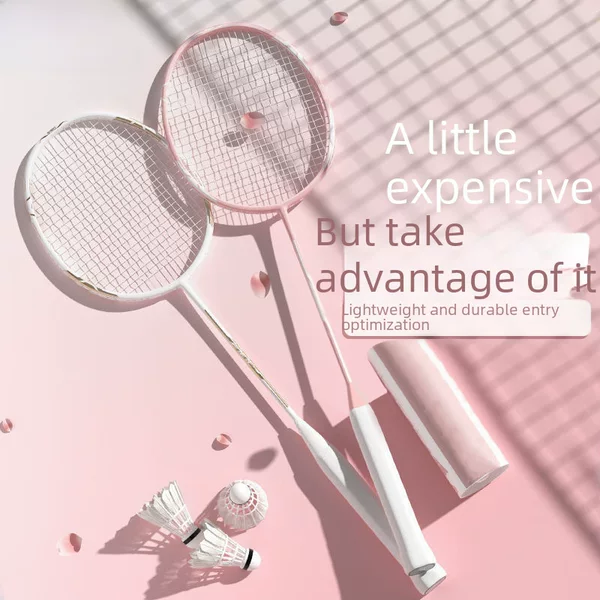 Delghui genuine goods badminton racket ultra-light durable adult suit competition training with ball double racket factory direct sales