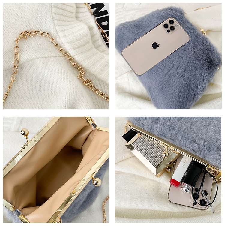 Single-shoulder chain bag, Maomao large-capacity women's bag, new 2022 autumn and winter women's stylish plush hand-held tote bag undefined