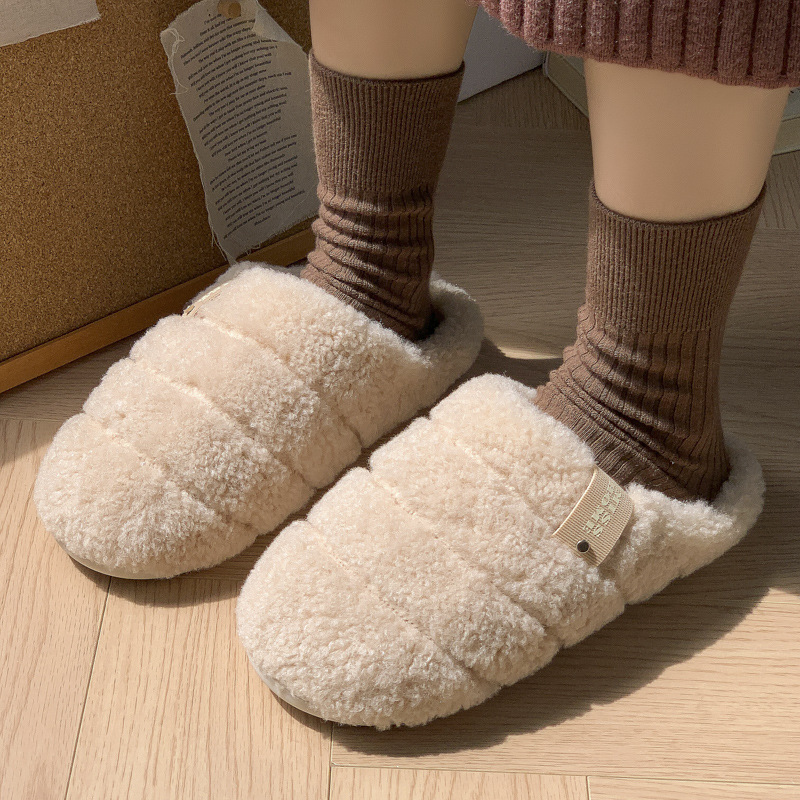 明盛棉拖鞋女居家保暖厚底踩屎感2025秋冬新款毛毛拖鞋男