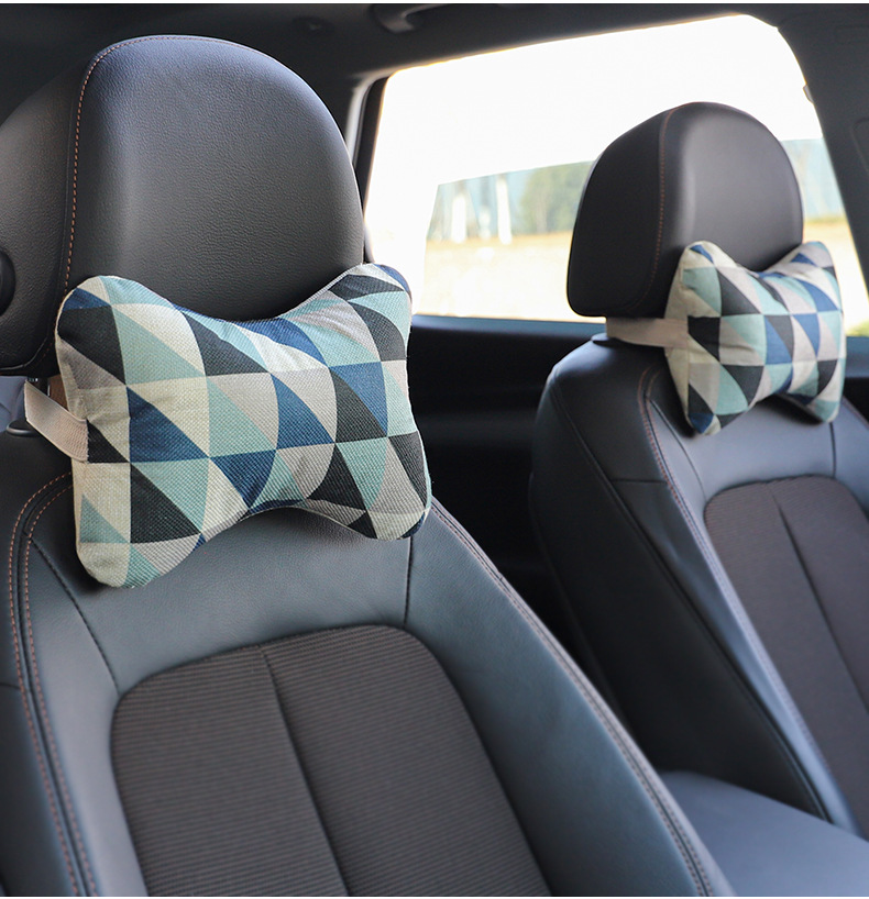 Car headrest car head and neck pillow four seasons universal cotton and linen neck pillow car headrest decoration supplies