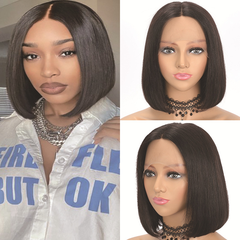 Amazon nuevos productos Europeos y estadounidenses pelucas de cabello corto y recto para mujeres negras bobbing cubierta de cabello corto y recto cubierta de cabello