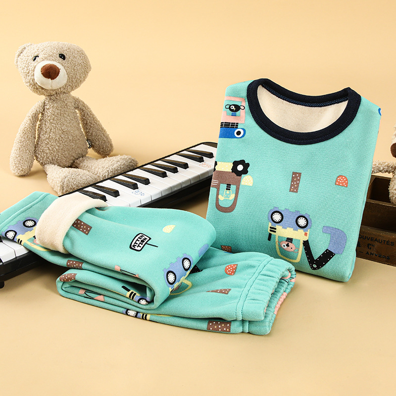 Traje de ropa interior térmica para niños con forro polar engrosado invierno niños bebés niños ropa de otoño pantalones largos ropa de abrigo para niñas traje