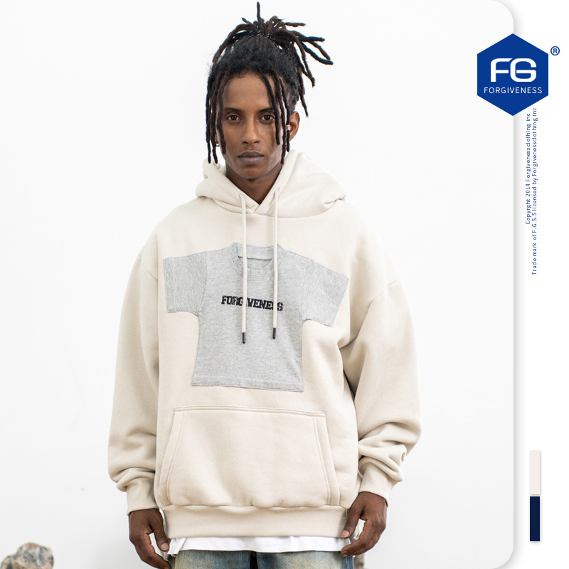 Herenkleding | 2024 Herfst en Winter Nieuwe Retro Fun Splicing Plus Velvet Couple Casual Hooded Sweatshirt_voghion.com