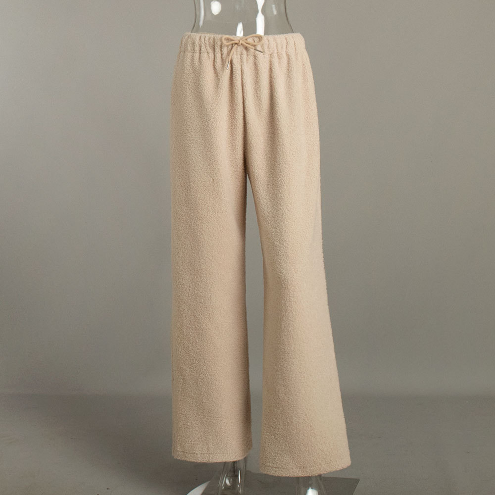 Damenbekleidung Hose mit weitem Bein aus Lammwolle_voghion.com