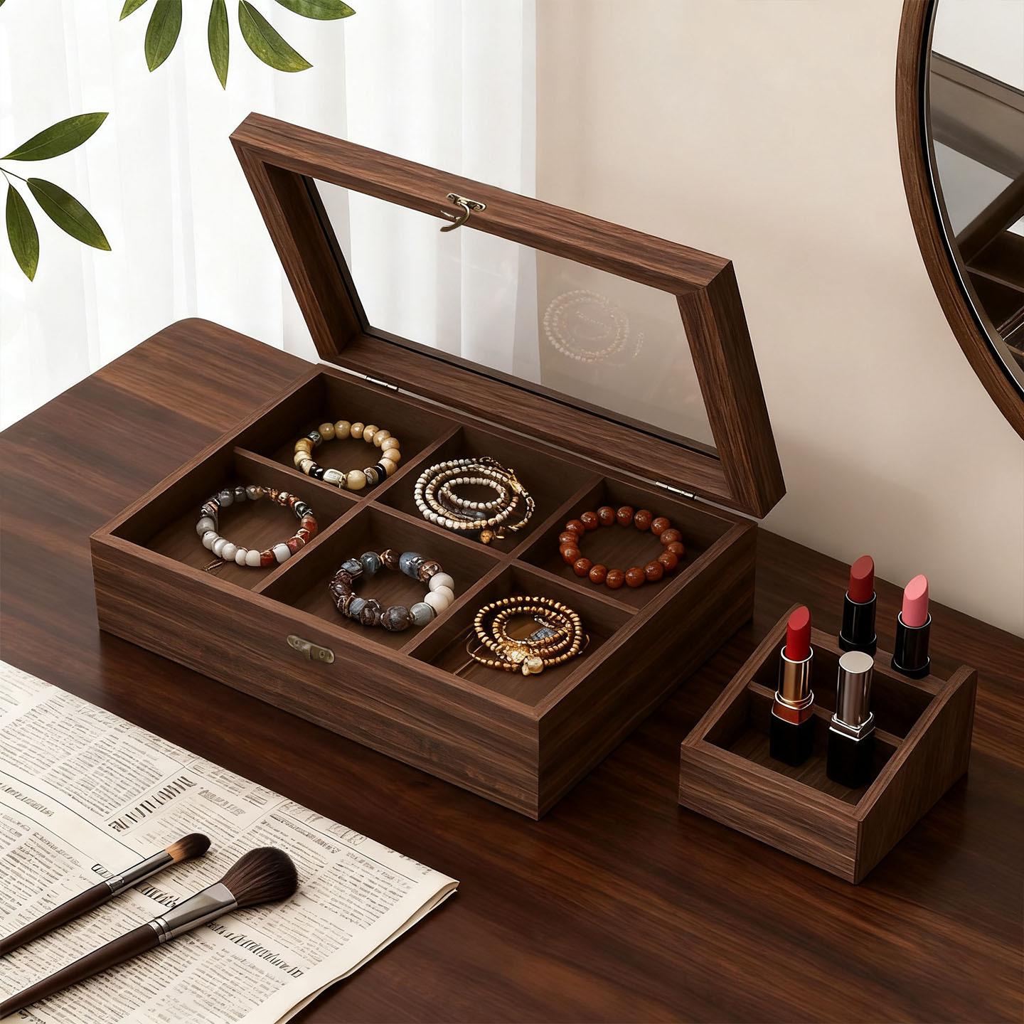 文玩手串收纳盒水晶手链手镯手表防尘首饰盒轻奢珠宝配饰饰品盒子