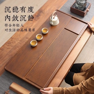 Solid wood tea tray a batch of household whole rectangular simple office dry tea table kung fu with drainage