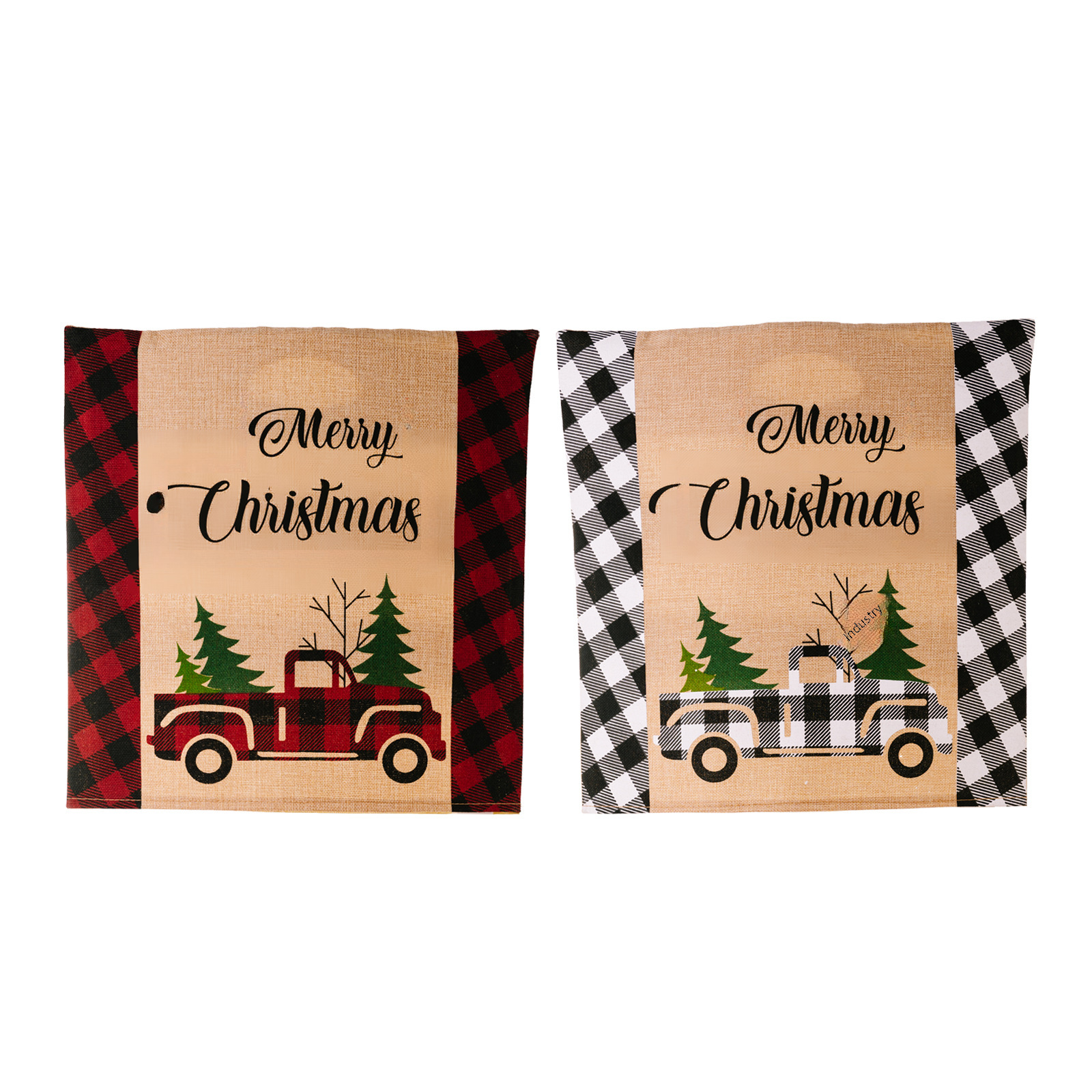 Home & Garden Christmas decoration supplies home atmosphere decoration chair cover Christmas Plaid car letter chair cover chopsticks cover_voghion.com