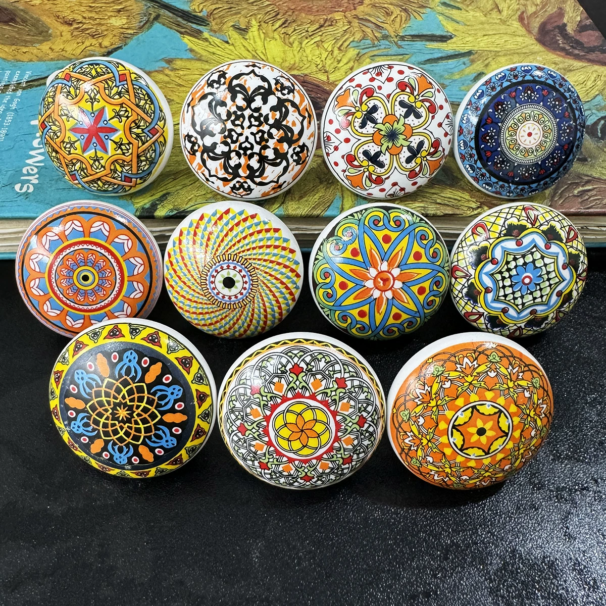 Богемская керамика с одним отверстием ручка европейский шкаф шкаф дверная ручка мебель ящик с одним отверстием ретро ручка оптом