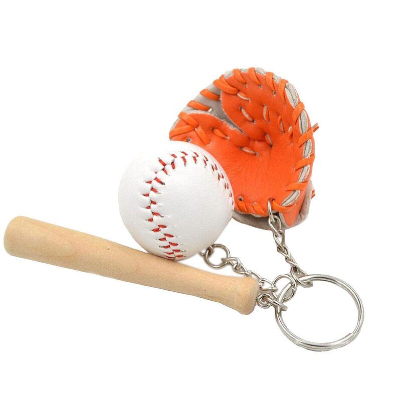 Ins Style Creative Stylish Baseball Peripheral Keychain Hand-Stitched Pu Leather Baseball Three-Piece Gift Pendant