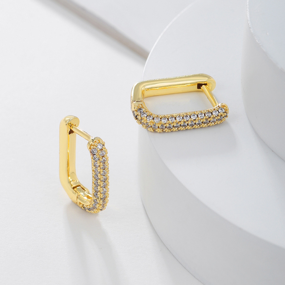 Fashion U Shape Copper Plating Zircon Earrings 1 Pair