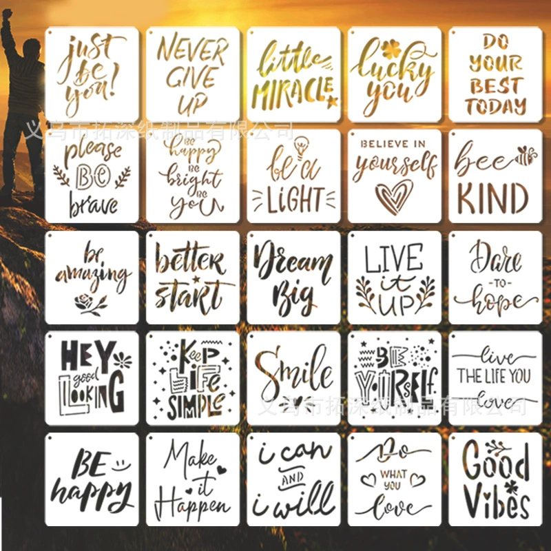 Трансграничные вдохновляющие слова Цитаты Рисование Шаблон lucky Английский струйный рисунок ручная роспись вспомогательный реквизит smile поощрение