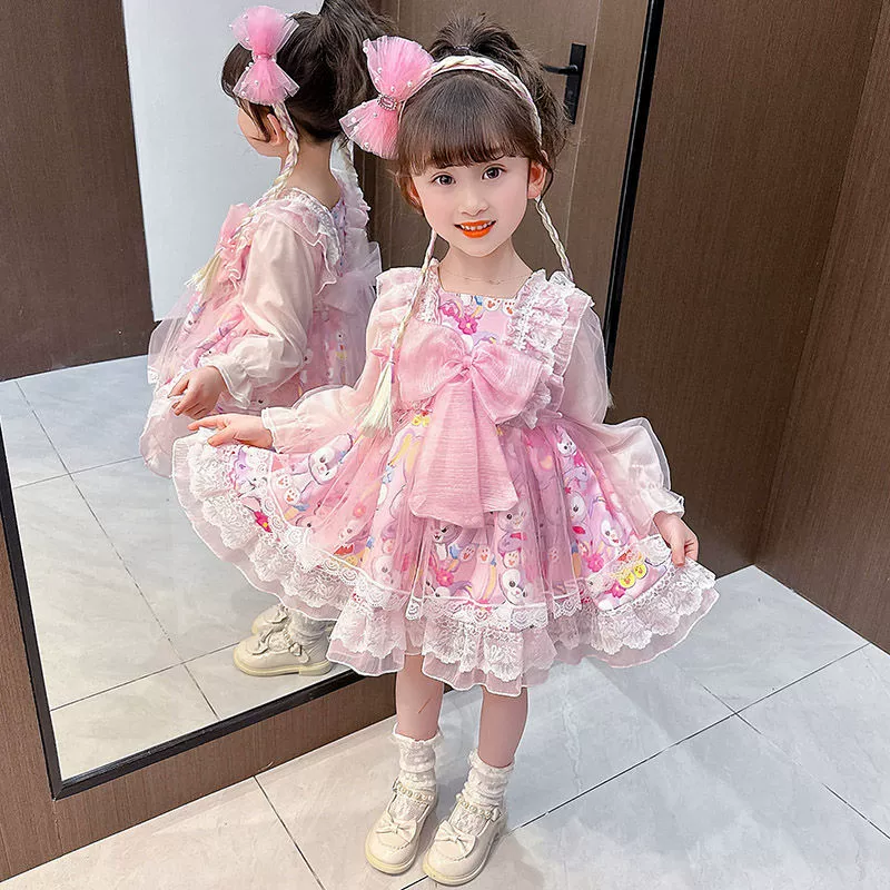 Платье принцессы Лолиты для девочек, новый стиль, модное платье для маленьких девочек, оригинальное осеннее детское платье Star Dew Loli