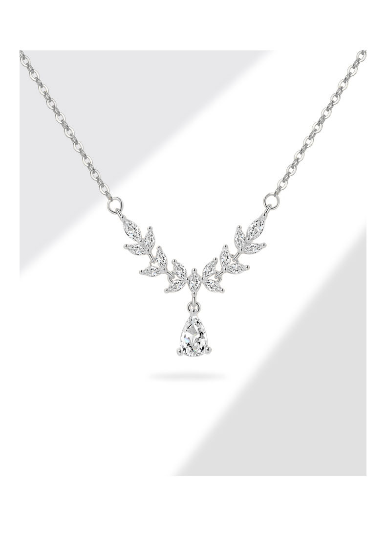 Women's Gender Plating Design 925 Sterling Silver Zircon Cable Chain Plating Grain Pendant Necklace