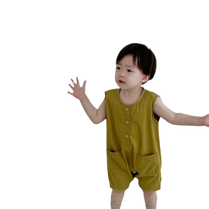 Mono de manga corta de verano para bebés Estilo delgado Ropa para niños coreanos Traje de escalada corto para niños Estilo de verano Bolso para bebé Pedo vestido de verano