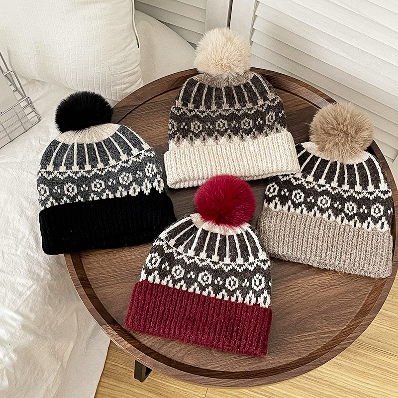 Children's fashionable retro knitted woolen hat