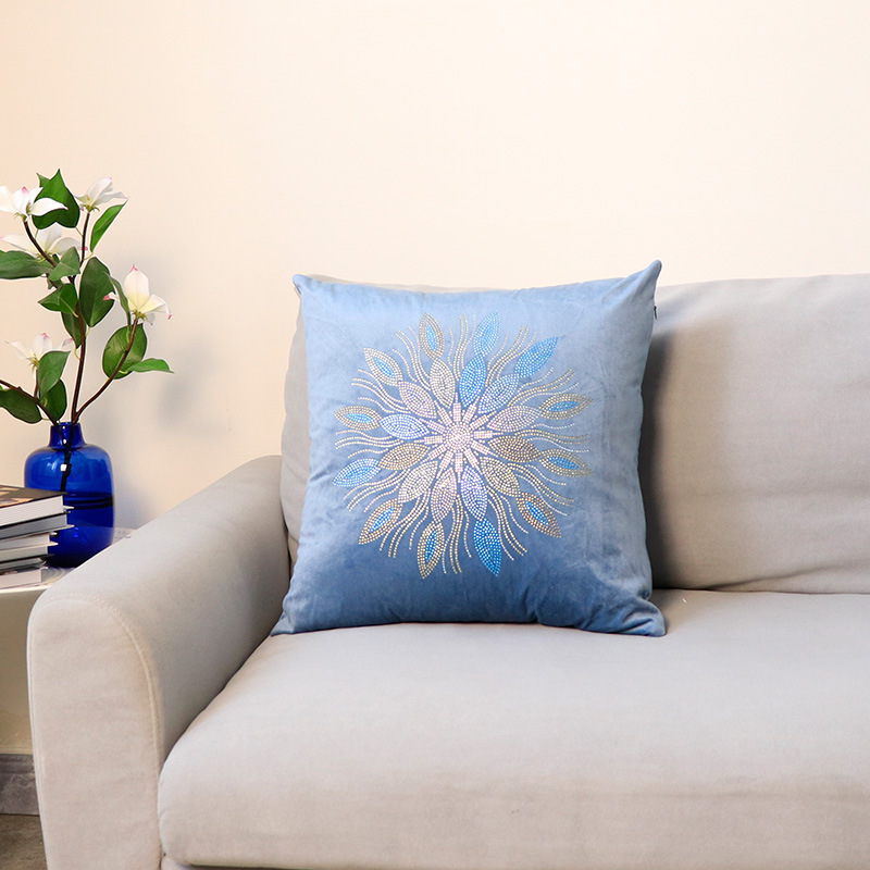 Moderno semplice colore olandese velluto strass fiore federa decorazione della casa modello camera divano cuscino fodera all'ingrosso_voghion.com