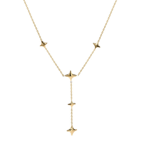 INS French fine necklace earring set 18K gold titanium steel earrings women's four-pointed star pendant clavicle chain