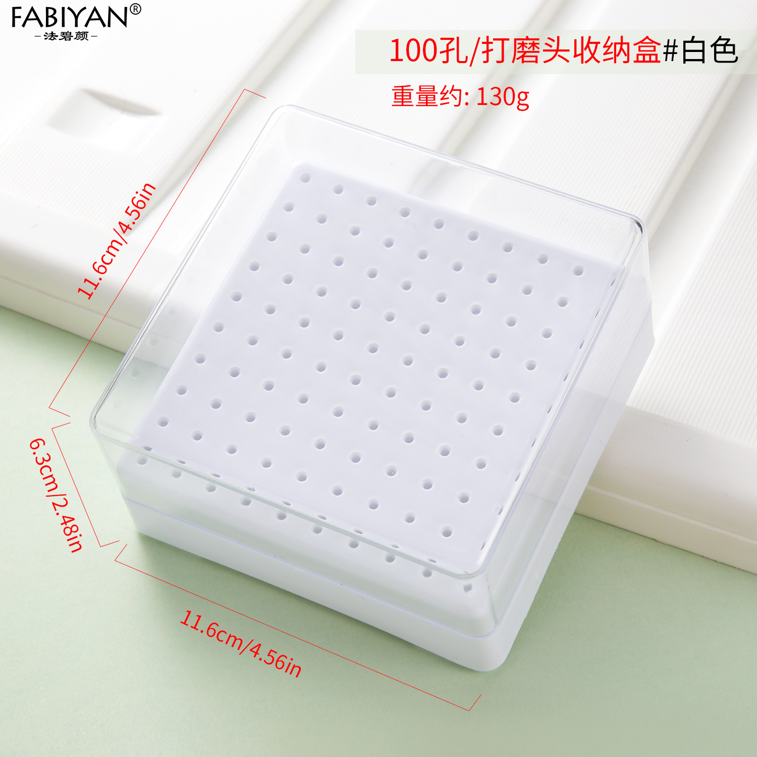 Nueva caja de almacenamiento de cabezal de molienda de 30 agujeros con cepillo de limpieza caja vacía herramientas de uñas de cerámica de acero de tungsteno dividido a prueba de polvo