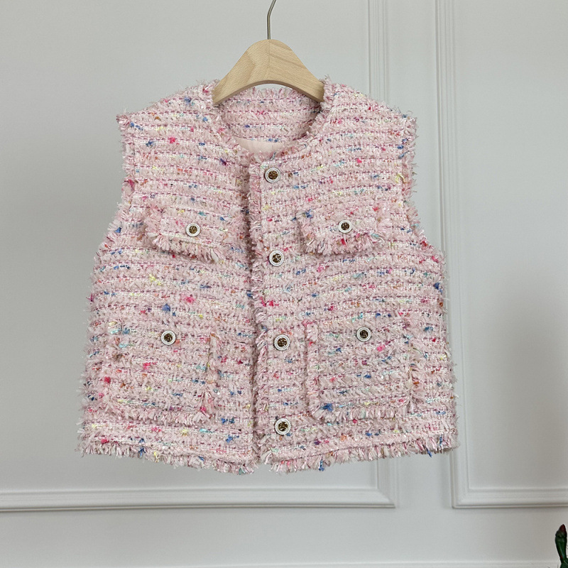 2025 New Autum Style Small Fragrant Style Tassel Vest Ladylike Elegant Woven Tweed Sleeveless Top Vest for Women