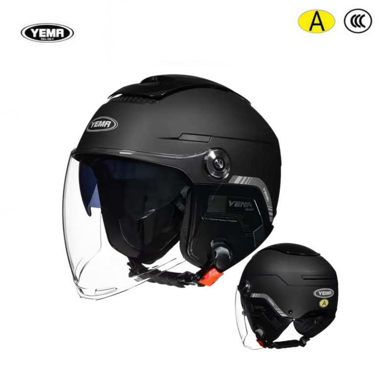 Mustang 3C Certified Ym370S Dual-Mirror Half Helmet New National Standard Motorcycle Electric Vehicle Safety Helmet New Model Summer Ventilation