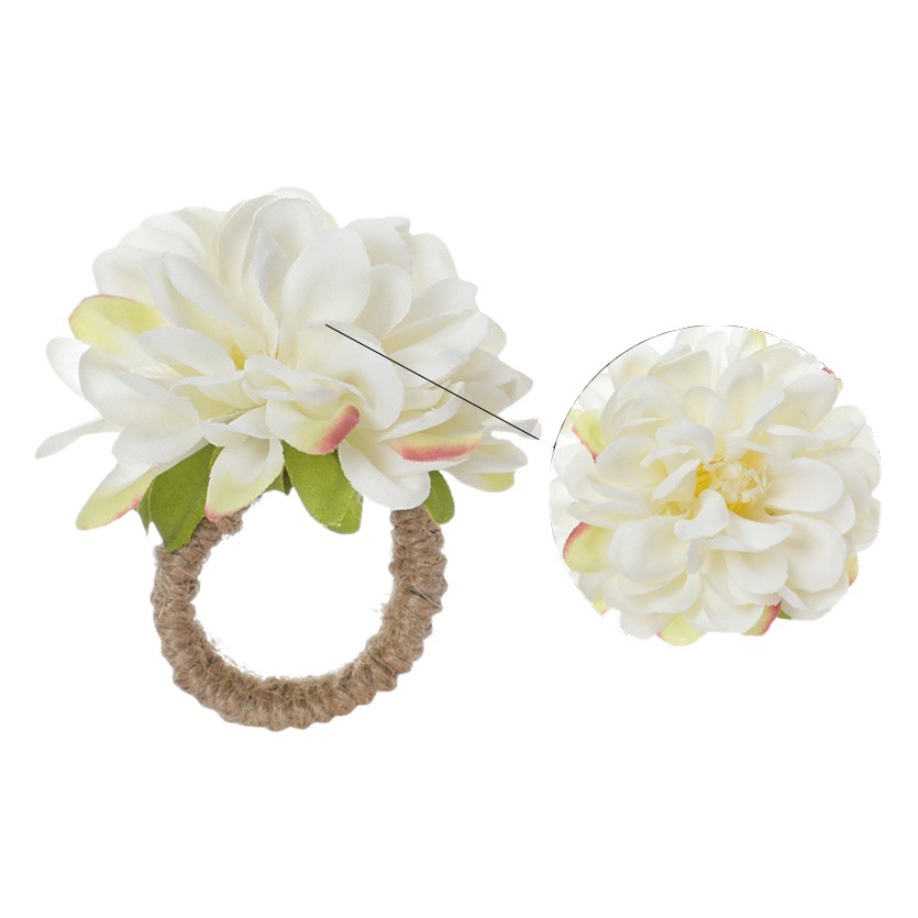Baoxin productos de la boda flor artificial servilleta hebilla cuerda de cáñamo servilleta anillo restaurante Mesa Xiaoli crisantemo anillo de servilleta de San Valentín al por mayor