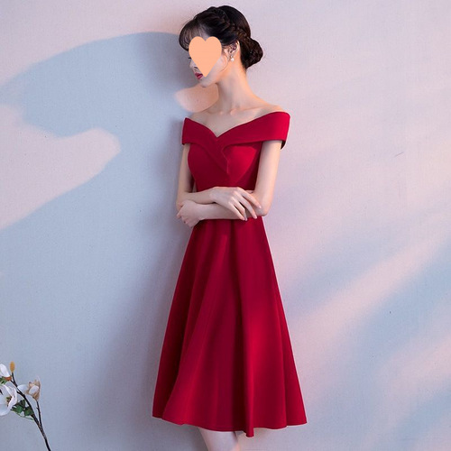 Red wedding dress for brides can be worn as evening dresses 2025 new high-end elegant dress 