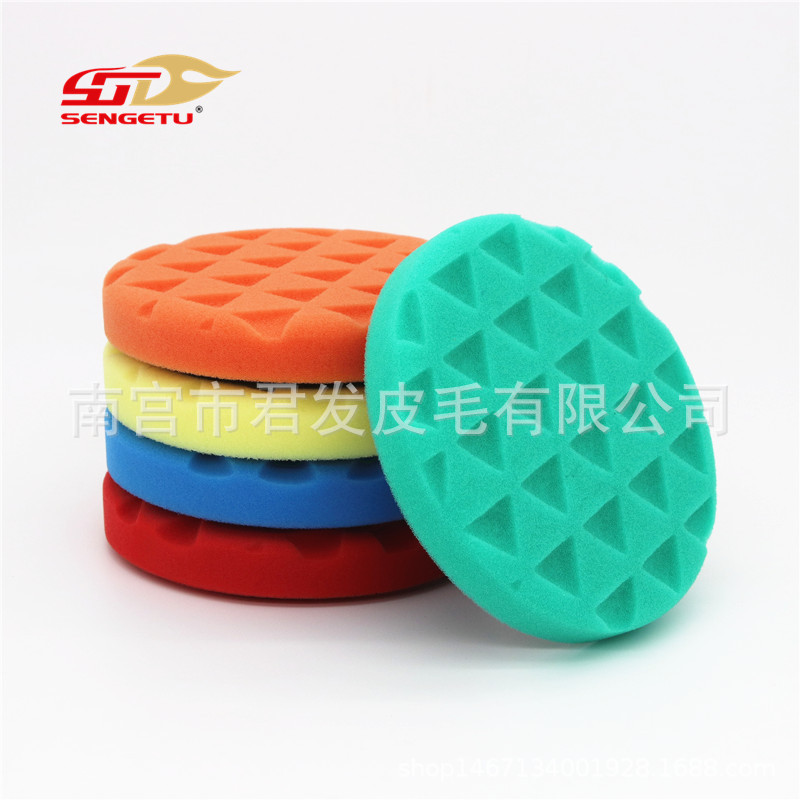 巜汽车漆面划痕5寸曼泽纳同款三角花型海绵盘DA RO机抛光海绵