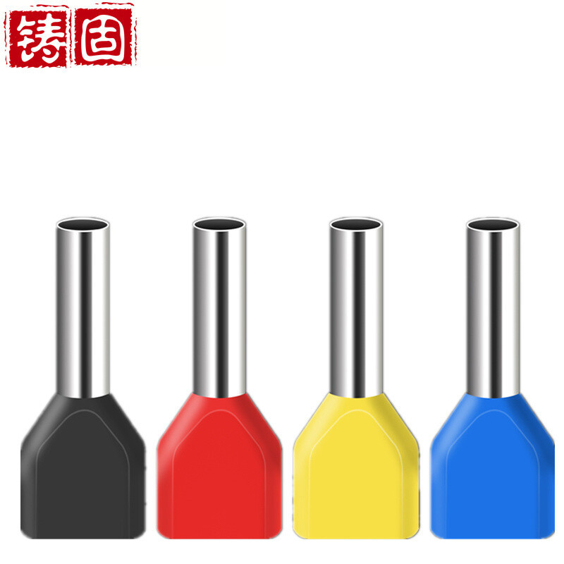 铸固 TE双线管型端子 管形并线冷压欧式接线端子 绝缘针形端子 TE
