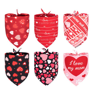 New Valentine's Day dog scarf saliva towel pet triangle towel cat dog scarf Valentine's Day decoration pet
