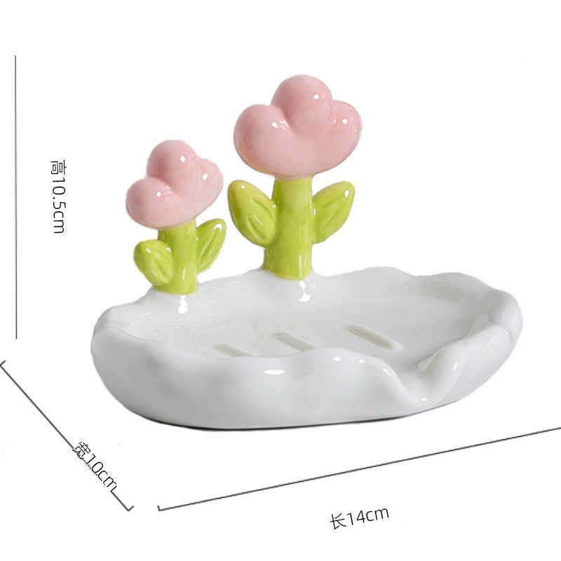 Ceramic drying rack, hygienic soap holder, light luxury style, flowered