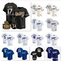Бейсбольный костюм Доджерс OHTANI #17 BETTS #50 FREEMAN #5 Вышитый белый синий трикотаж оптом