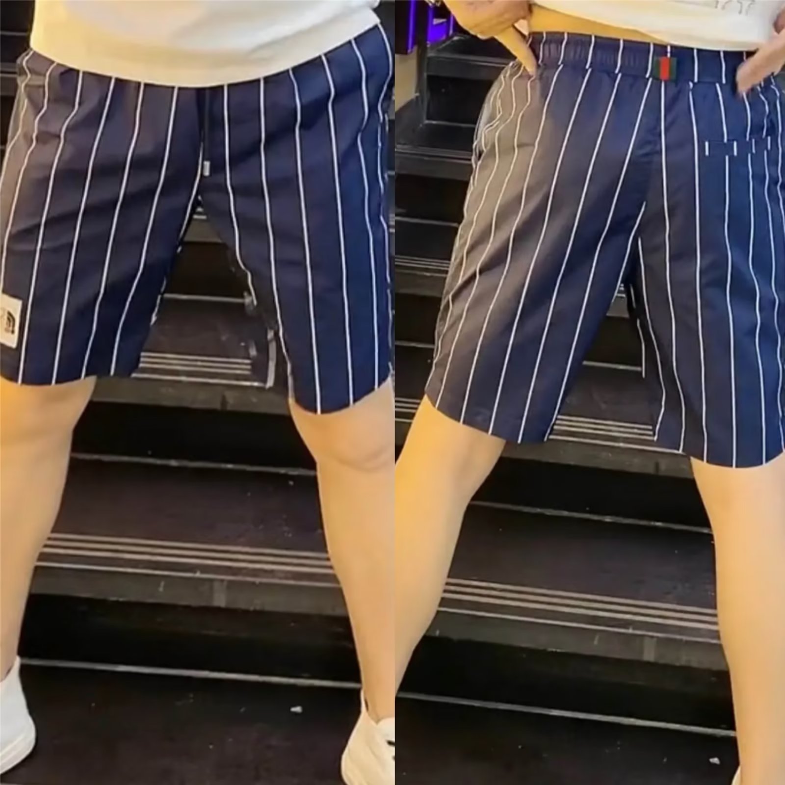 Trendy brand new summer striped cropped popular on the internet for men, with ice silk quick drying beach casual pants,_voghion.com