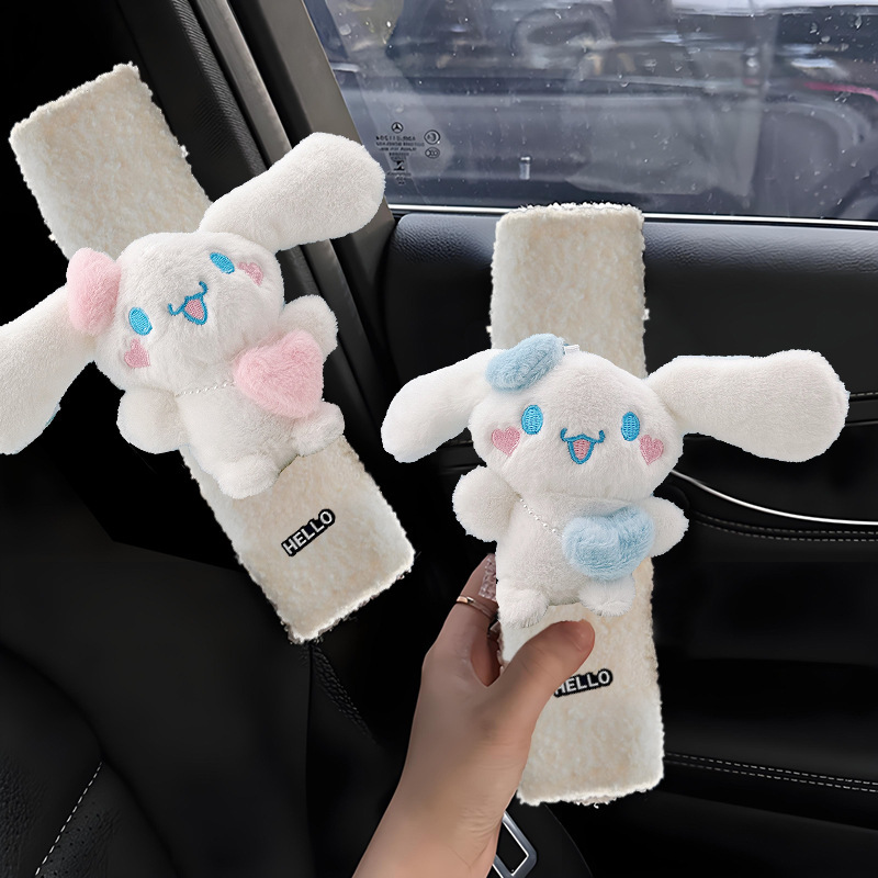 Car Shoulder Pads, Cute Big-Eared Plush Shoulder Pads, Car Dolls, Car Interior Decoration Seat Belt Protective Covers