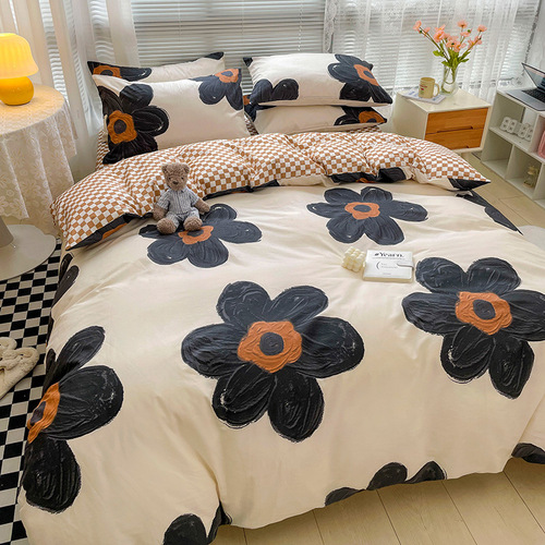  new cotton four-piece set 100% cotton four-piece bed sheet style single and double dormitory four-piece set wholesale