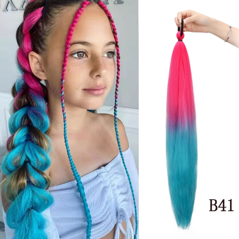 Fábrica de niñas elásticas pelucas de cola de caballo trenzas de boxeo trenzas de cuerda elástica de color trenzas de caballo para niños pelucas de cola de caballo