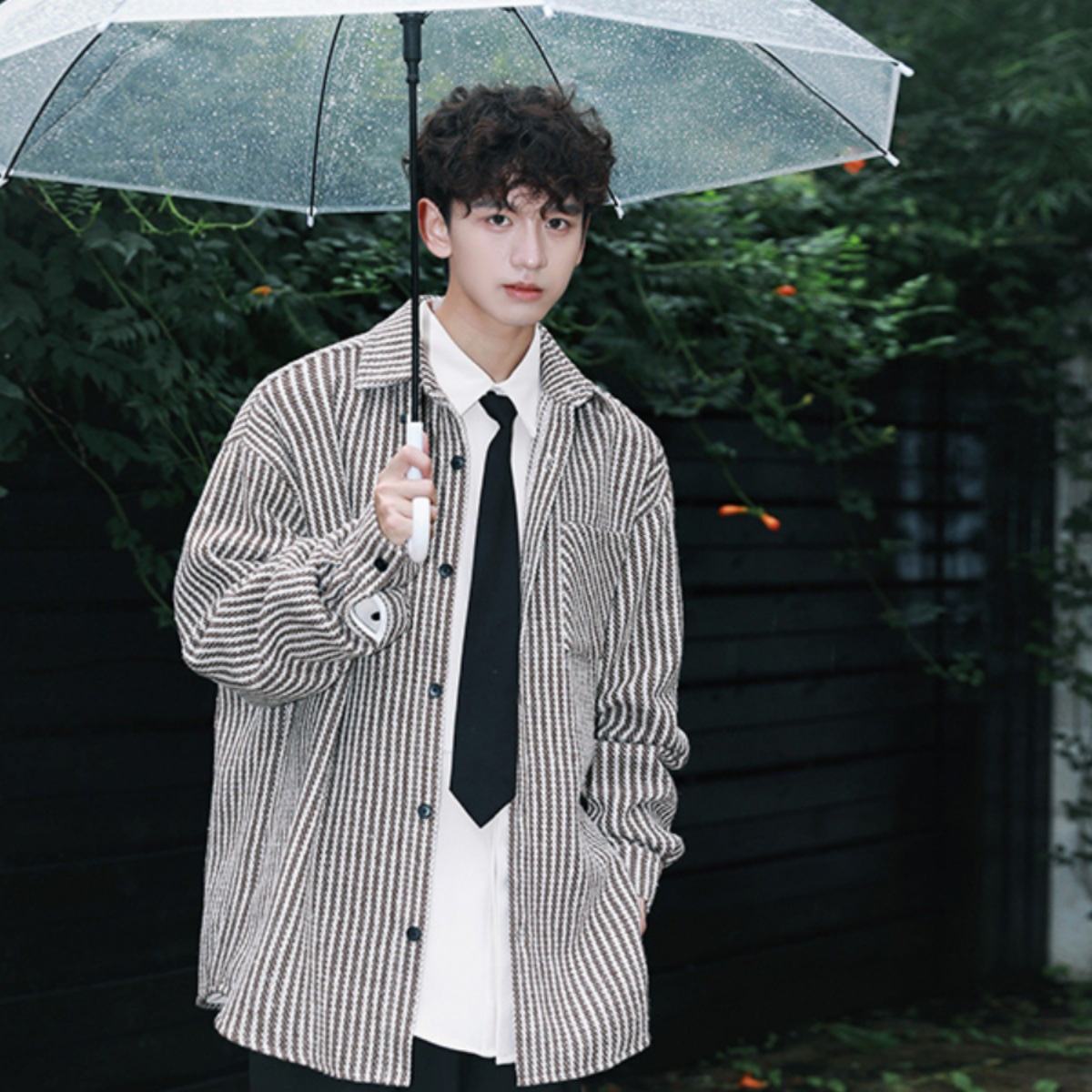 2025 nueva camisa estilo primavera y otoño estilo occidental chico hermosa camisa estilo coreano chaqueta de manga larga chaqueta de hombre