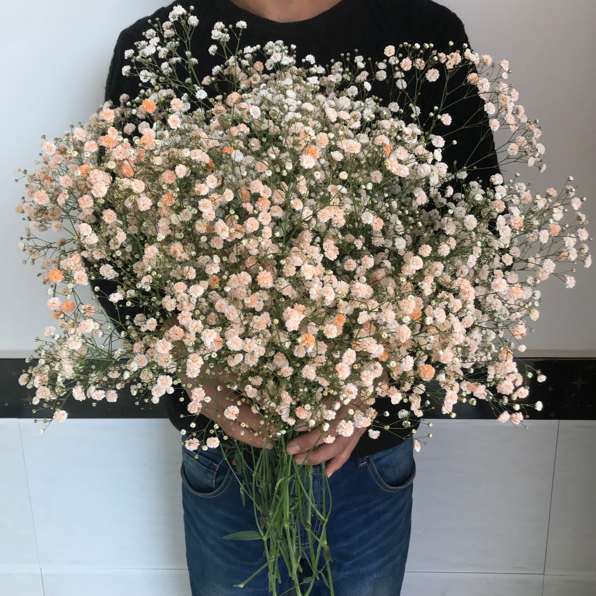 오렌지 안개꽃 초대형 꽃다발