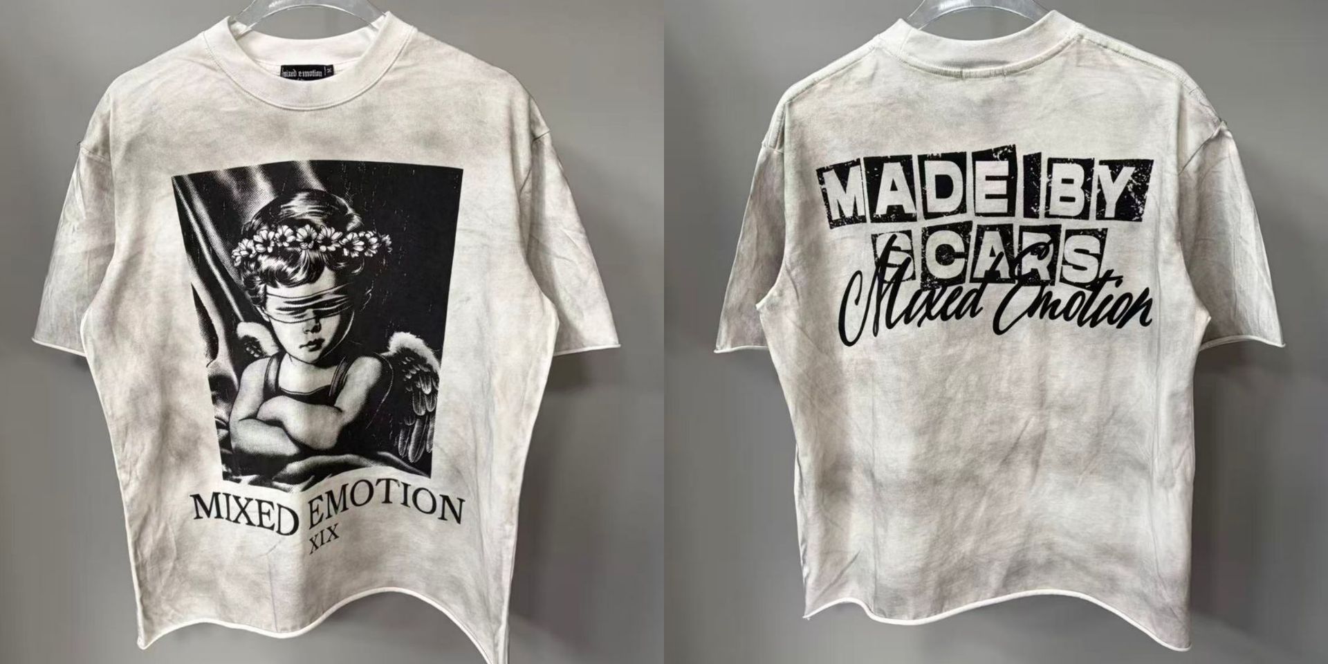 Transfronterizos MIXED EMOTION Ángel Impresión extraterrestre camiseta de hombre y mujer callejera de diamante de cuello redondo de manga corta