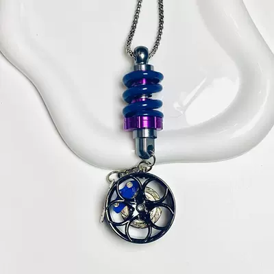 Car hanging, Cross-Border New Car Pendants - purple-shock-absorber-plus-black-and-blue-wheels-chain