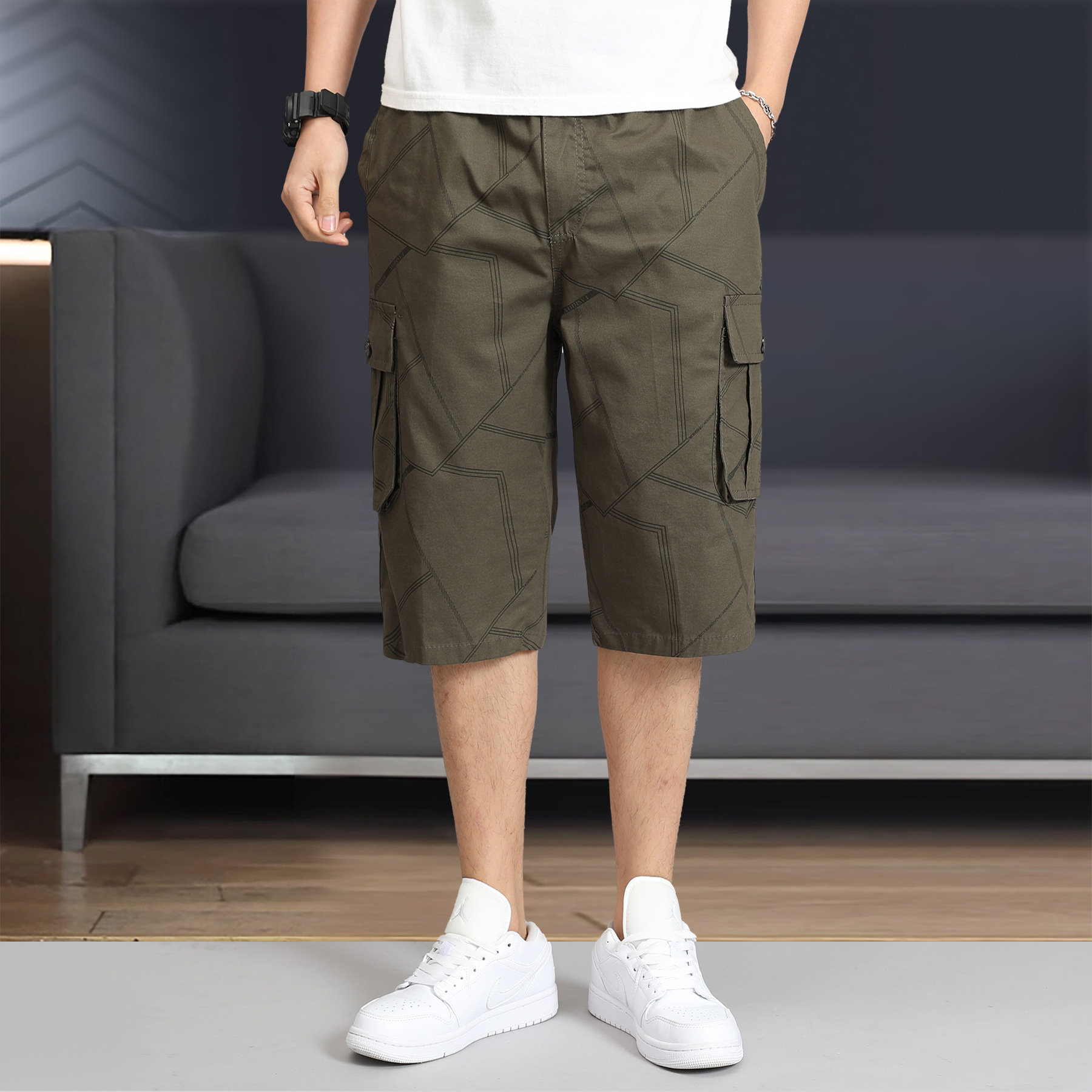Factory direct pants men's cotton cropped pants multi-bag camouflage summer tooling beach pants men's casual shorts
