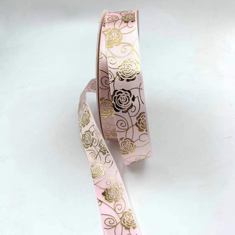 3D caliente sólido dorado rosa cinta flor regalo caja embalaje cinta bar soporte hecho a mano poliéster cinta