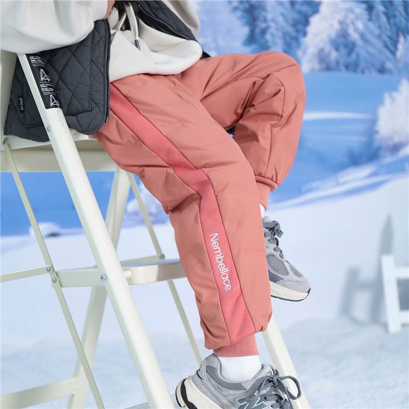 【90鸭绒】东北极寒儿童羽绒裤女童中大童滑雪防风裤零下40度抗寒|undefined