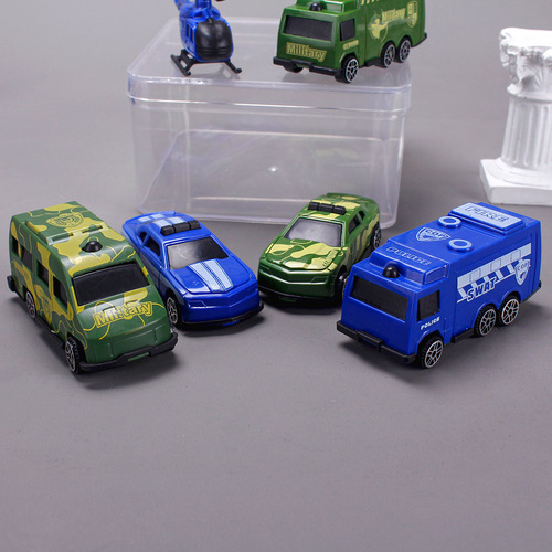 Military series toy car cake decoration ornaments plastic fire truck mini engineering vehicle police car ambulance aircraft