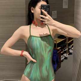 低叉包臀少女连体竞速泳衣女甜美可爱究纯欲风温泉沙滩度假遮肚泳