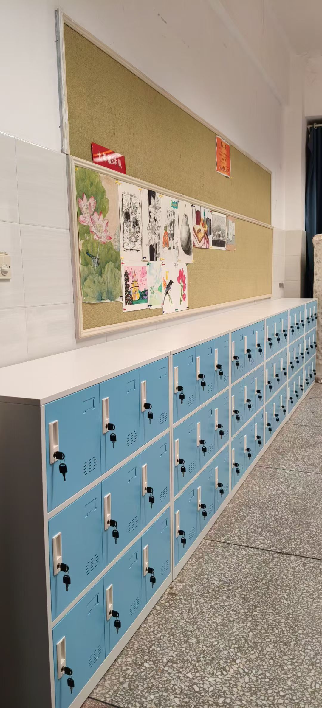 中小学生书包柜矮柜,学校幼儿园教室储物柜,带锁钢制员工储物格子柜